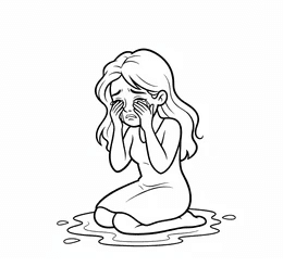 رسم لفتاة تبكي — الدعم موجود
